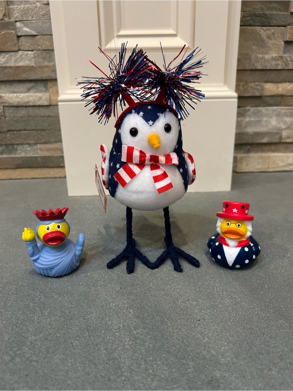 Fourth of July Bundle-Fabric Decorative Bird,  Liberty & Uncle Sam Rubber Duck